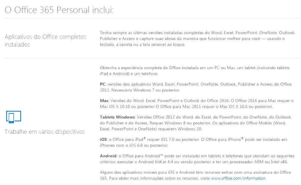 Microsoft Office 365 Personal Licença Anual para 1 usuário 1 TB de  Armazenamento One Drive 1 PC ou Mac + 1 Smartphone | Oficina dos Bits