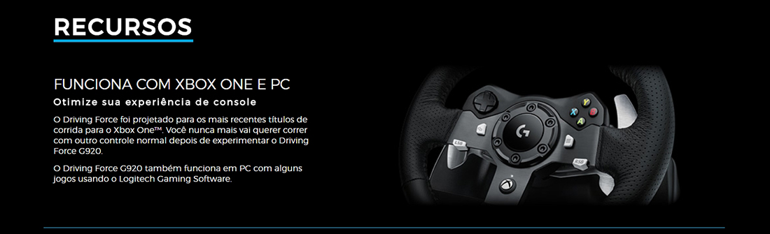 VOLANTE LOGITECH G920 DRIVING FORCE PARA XBOX ONE E PC 941-000122