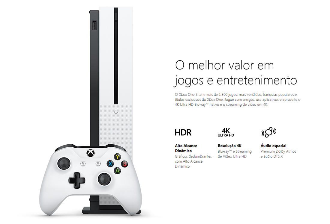 Console Microsoft Xbox One S 1tb 2 Controles 234-00603 Bivolt em Promoção  na Americanas