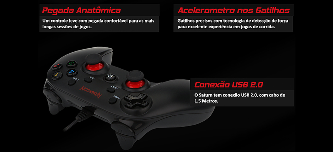 Controle Redragon Saturn - LOJA GAMEUP