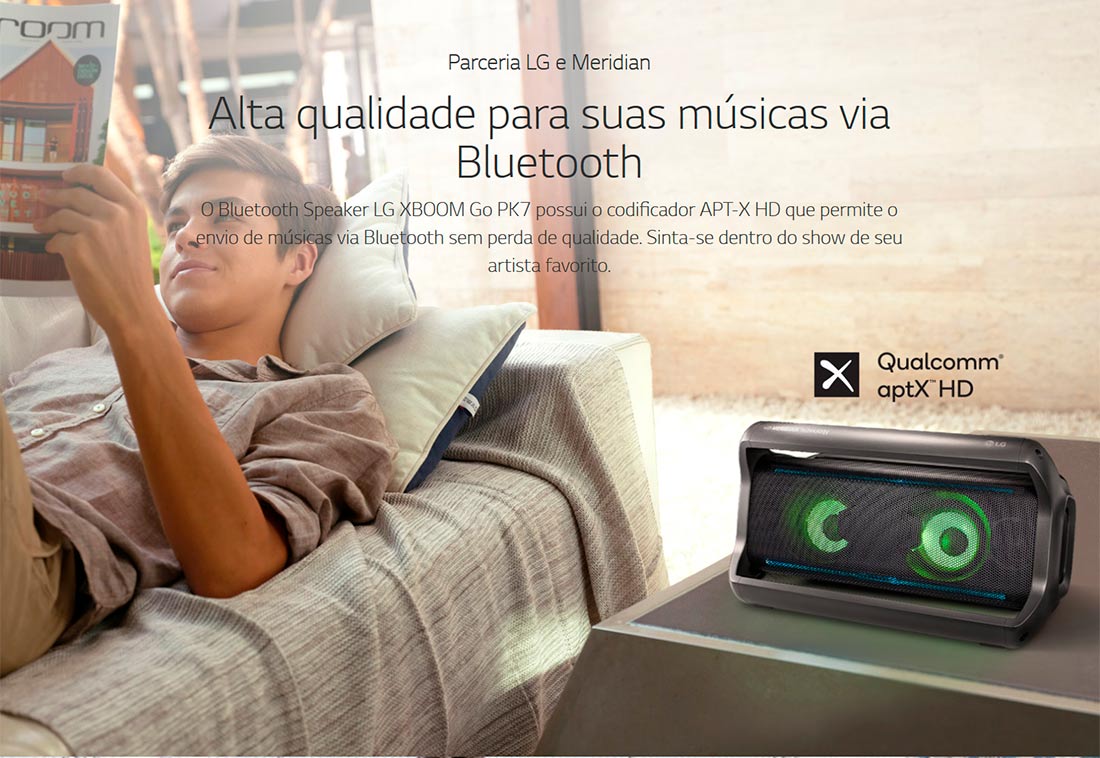 Caixa de Som Portátil LG XBOOM Go PK7 Bluetooth 40W RMS com Viva