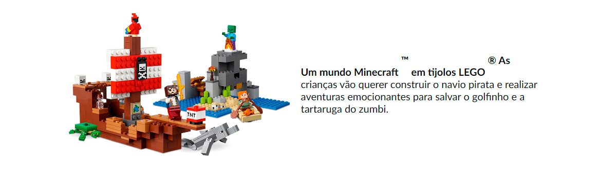 Brinquedo Infantil Blocos De Montar a Aventura Do Barco Pirata 386 Peças  21152 Lego - Papellotti