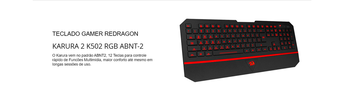 Kit Teclado Headset e Mouse Redragon RGB Teclado Karura 2