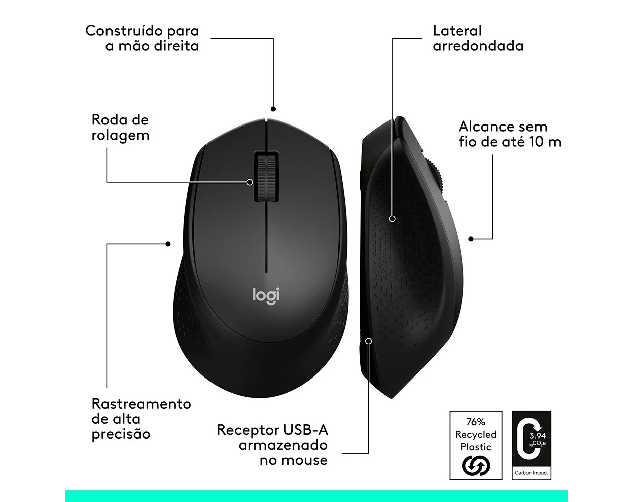 Mouse Logitech M280 em ambiente de trabalho