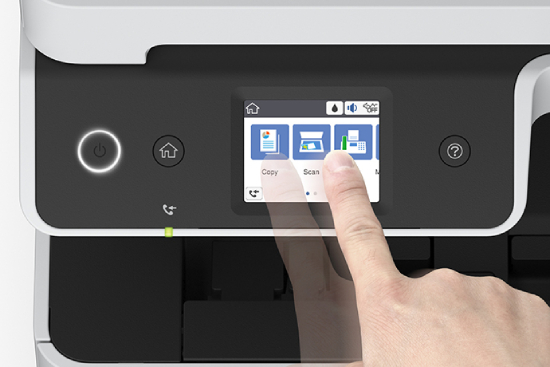 Painel de controle LCD touchscreen da Epson EcoTank M3180