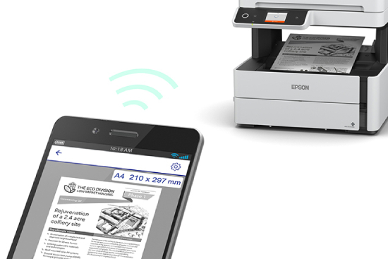 Impressão wireless via smartphone na Epson EcoTank M3180