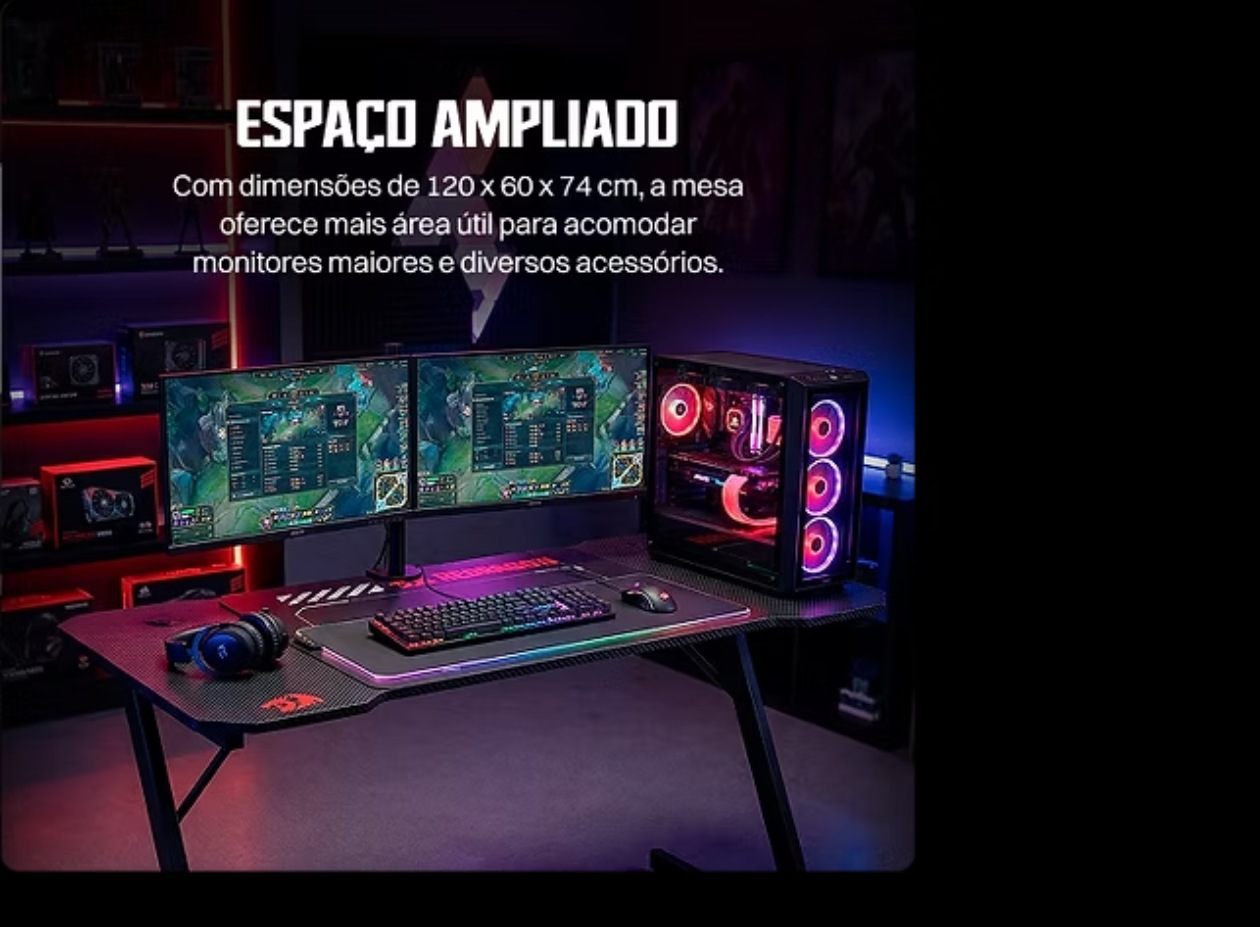 Espaço da Mesa Gamer Redragon GD-1102E-S