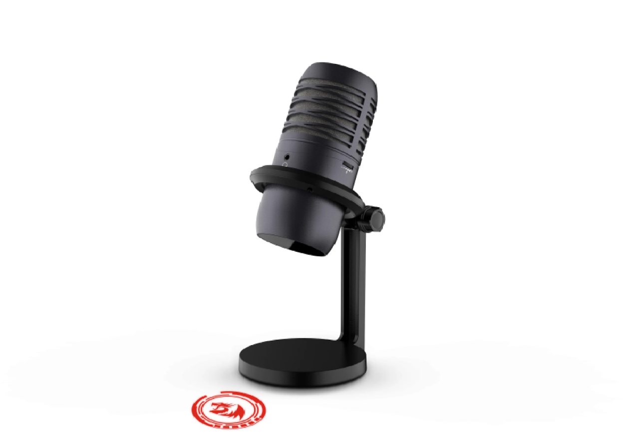 Microfone Gamer Redragon Nebula GM211 em destaque no setup