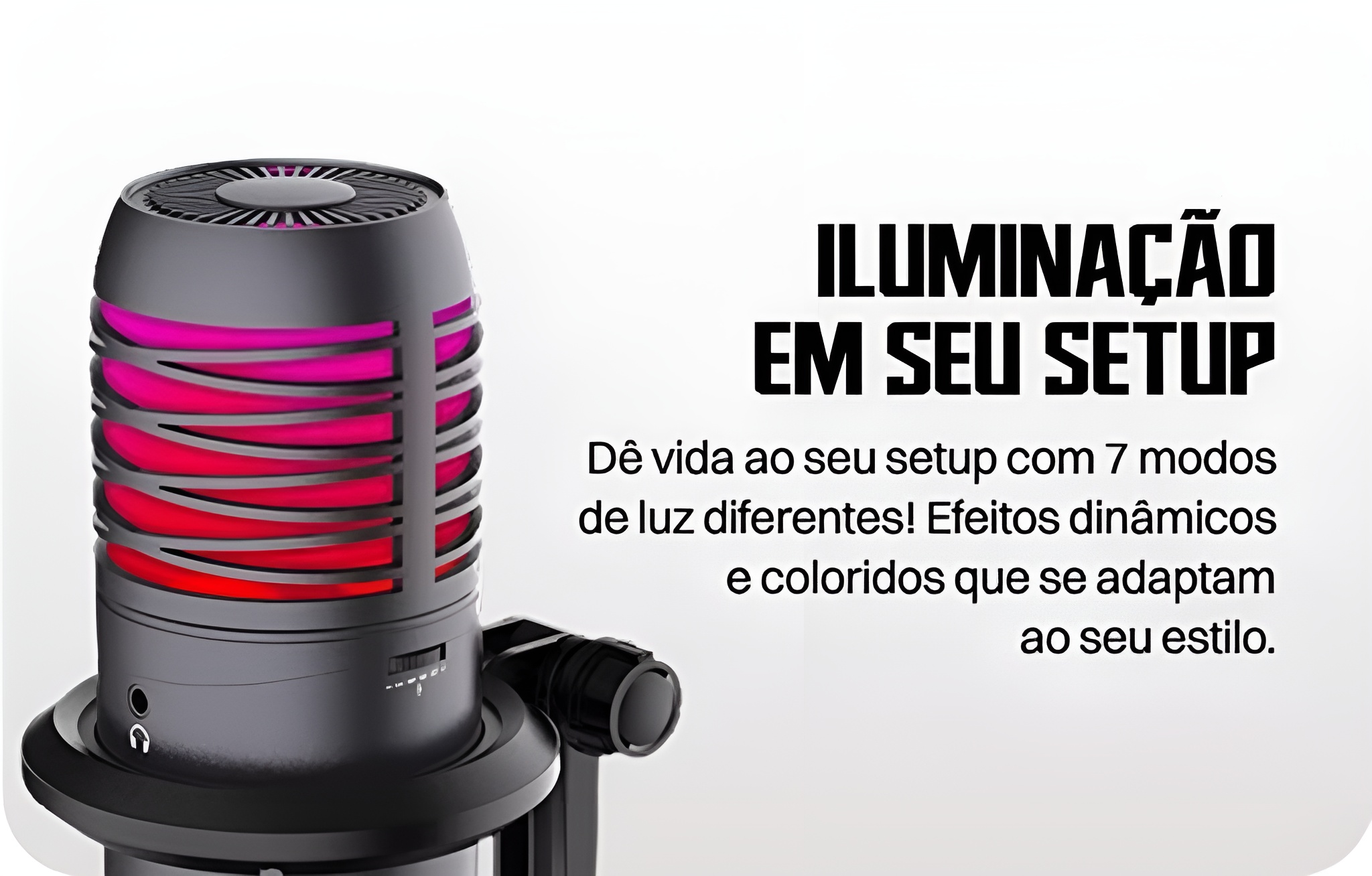 Conexão USB Tipo-C e design plug and play do microfone Redragon