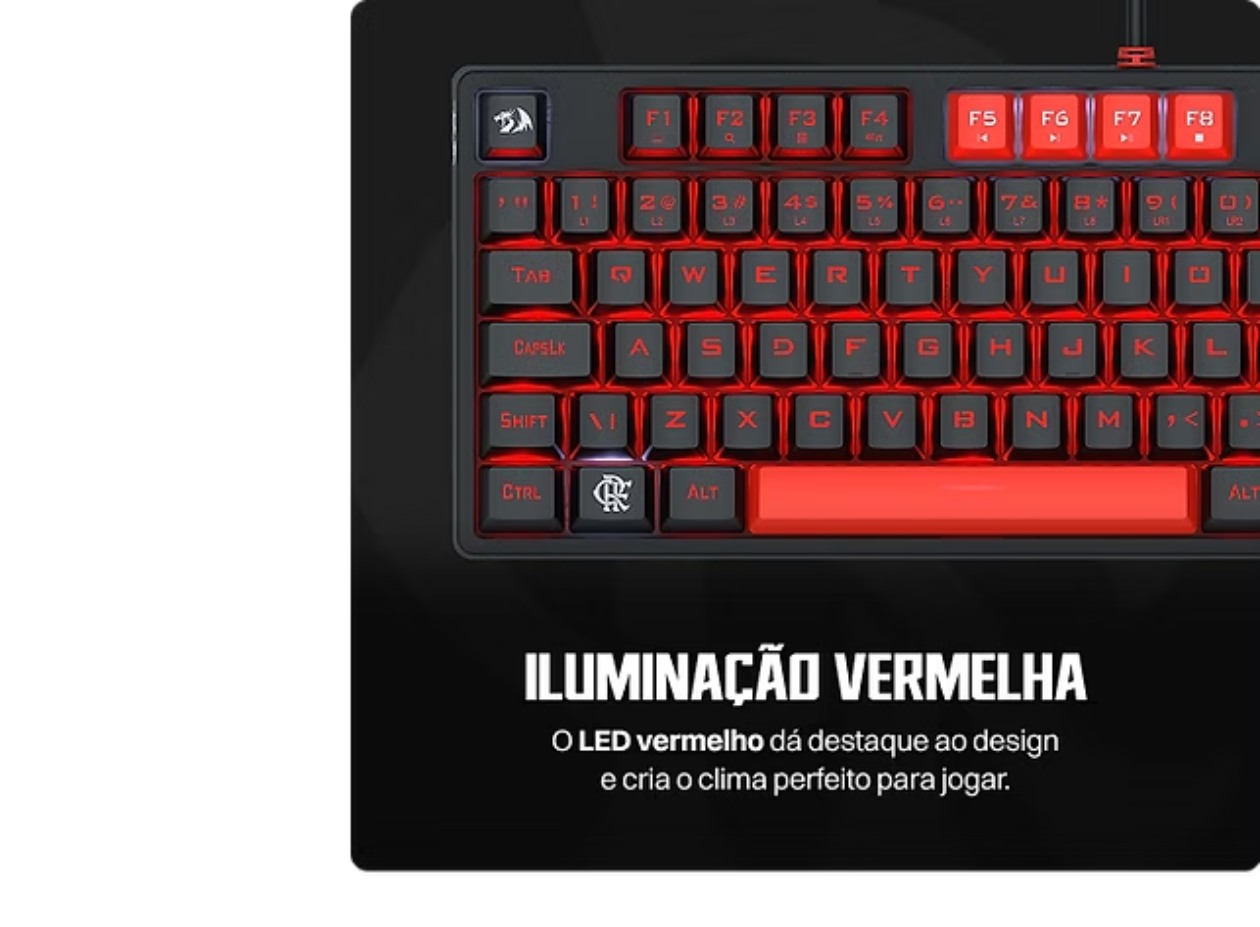 Visual das keycaps doubleshot e iluminação LED