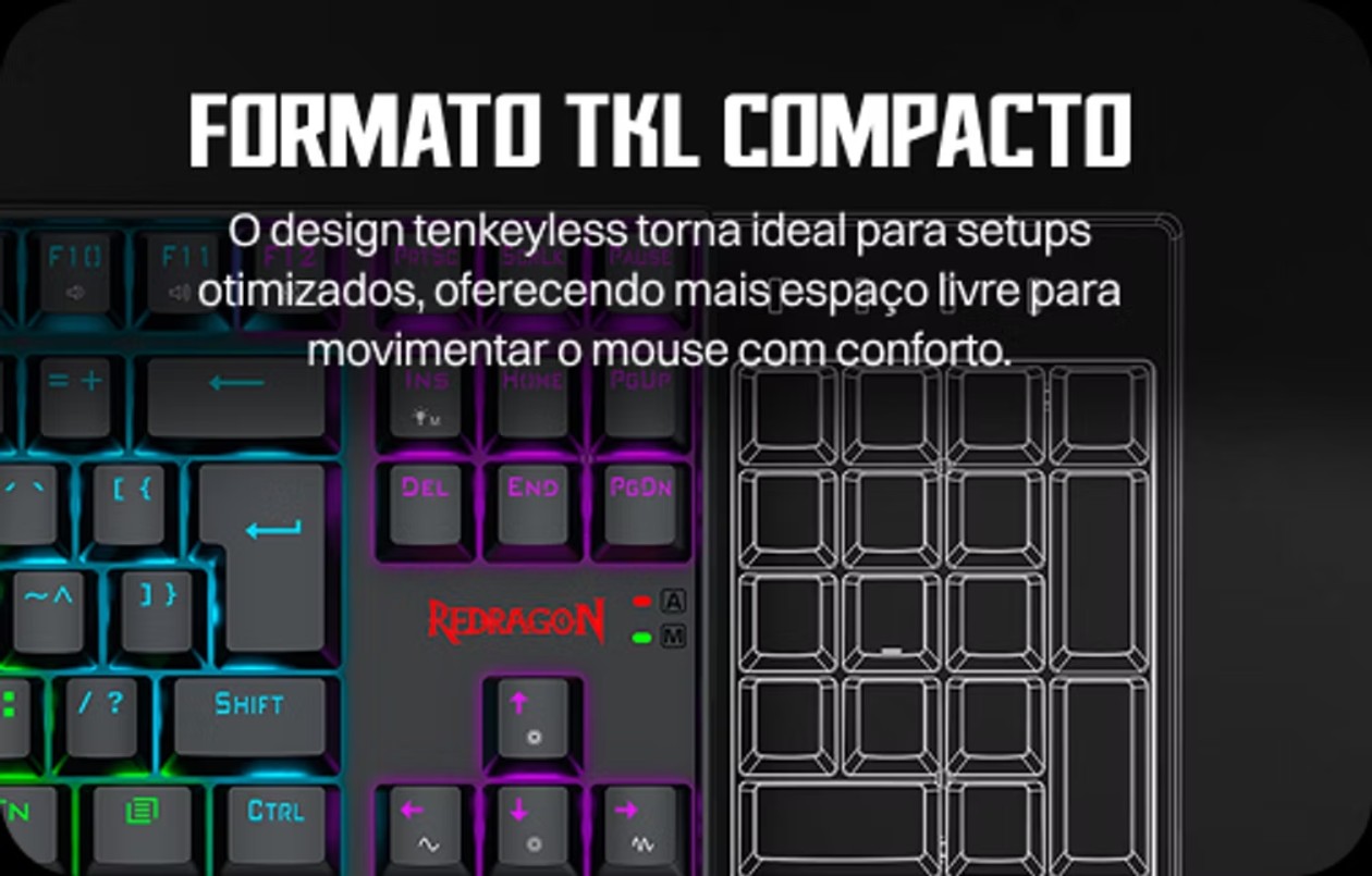 Formato TKL e Conectividade do Redragon Kumara Elite