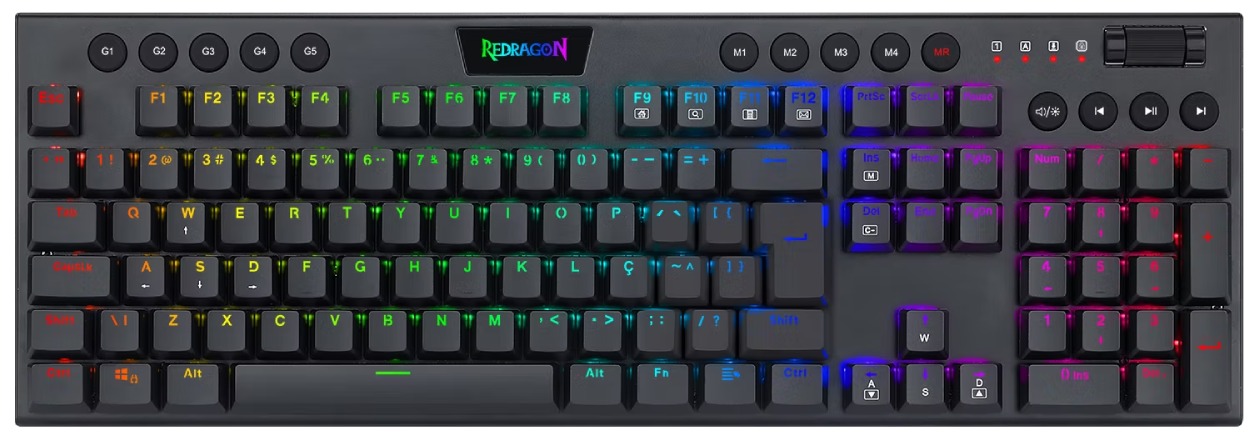 Teclado Mecânico Gamer Redragon Horus K619-RGB Marrom