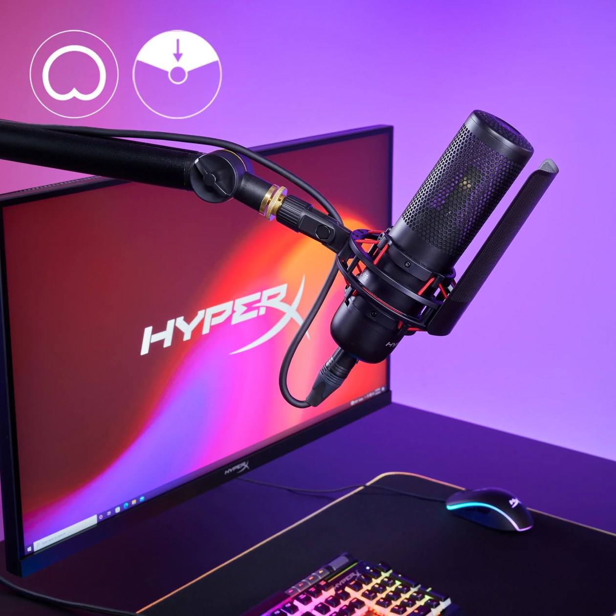 Microfone HyperX ProCast - visão principal do produto