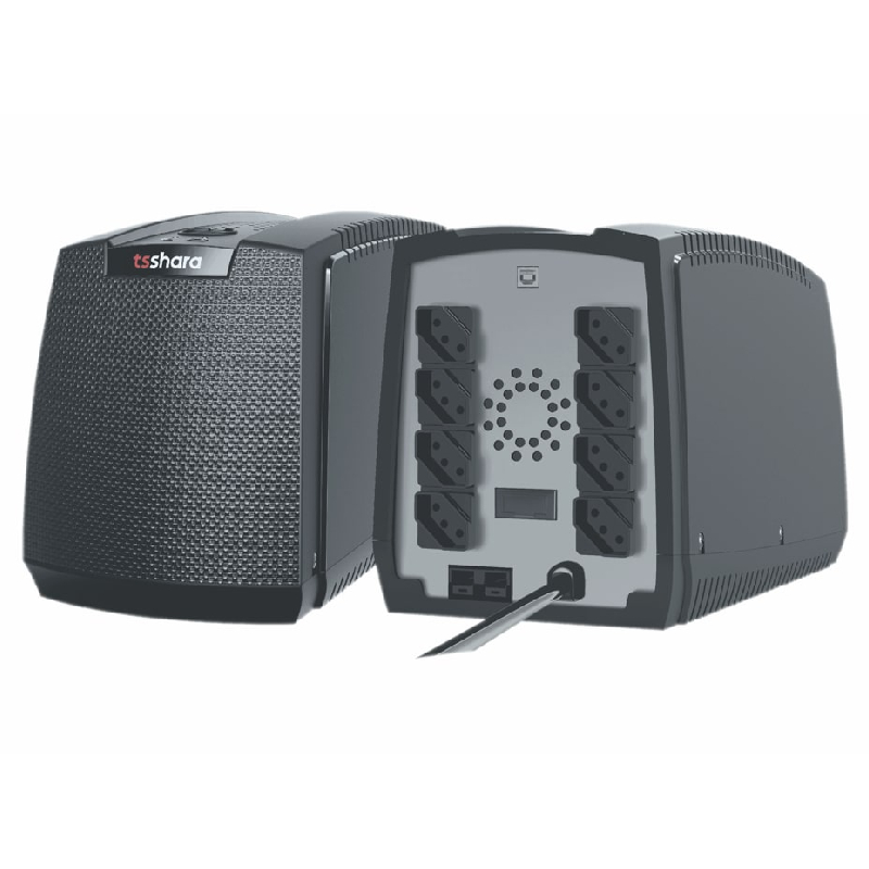 Painel traseiro com 8 tomadas do No-Break TS Shara Professional
