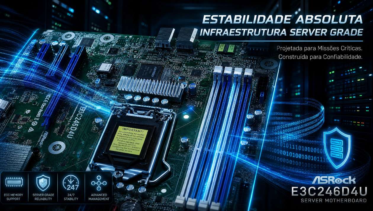 Placa Mãe ASRock E3C246D4U Dual LAN
