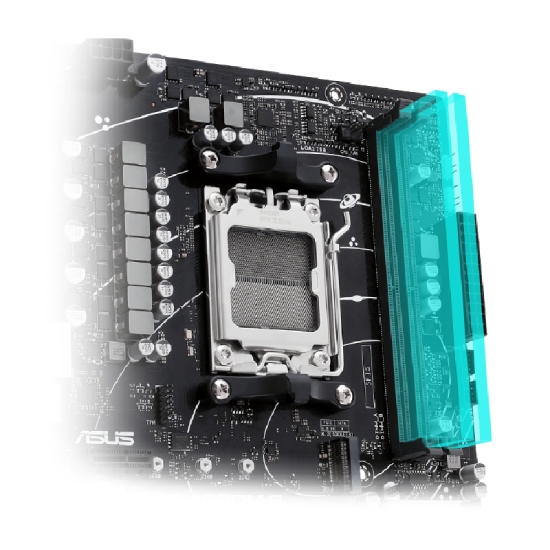 Slots DDR5 da placa mãe Asus Prime A620AM-K
