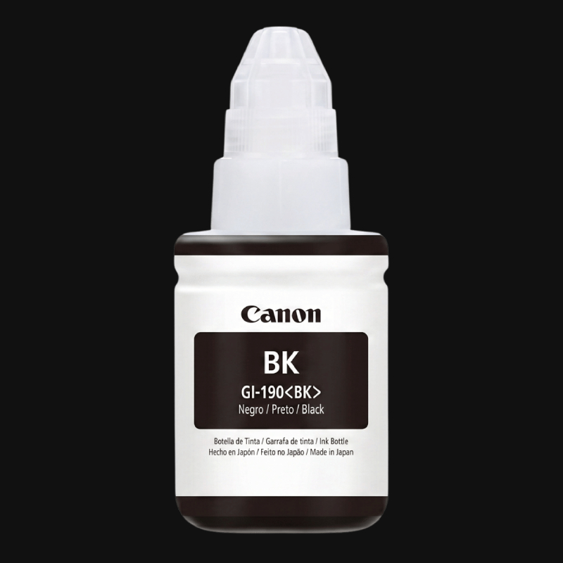 Refil de Tinta Canon GI-190BK 135ml Preto - Vista Frontal