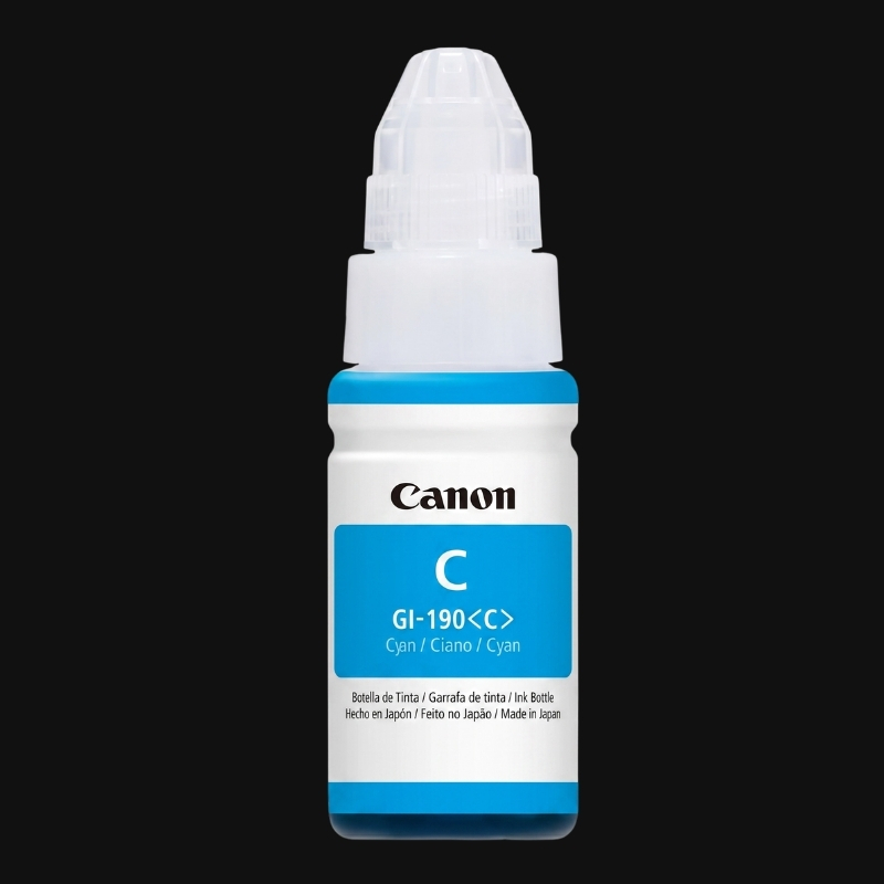 Refil de Tinta Canon GI-190C 70ml Ciano - Vista Frontal