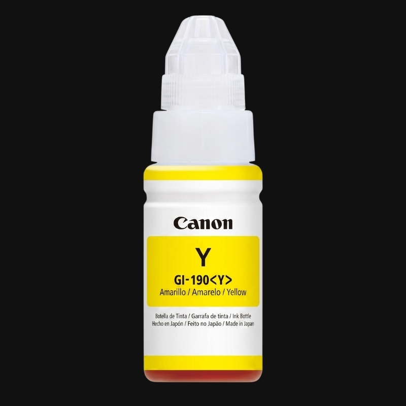 Refil de Tinta Canon GI-190Y 70ml Amarelo - Vista Frontal