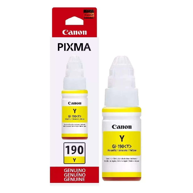 Refil de Tinta Canon GI-190Y Amarelo - Produto com embalagem original