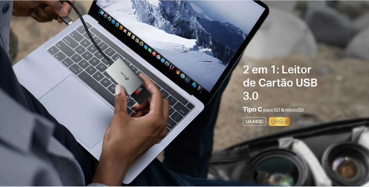 Leitor de Cartão TP-Link UA440C USB-C SD MicroSD UHS-II visão geral