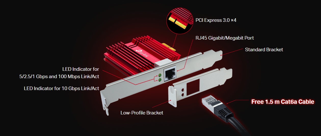 Portas e conectores da Placa de Rede TP-Link TX401