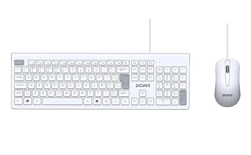 Kit Teclado e Mouse PCYES Soft Branco PCOSF2W