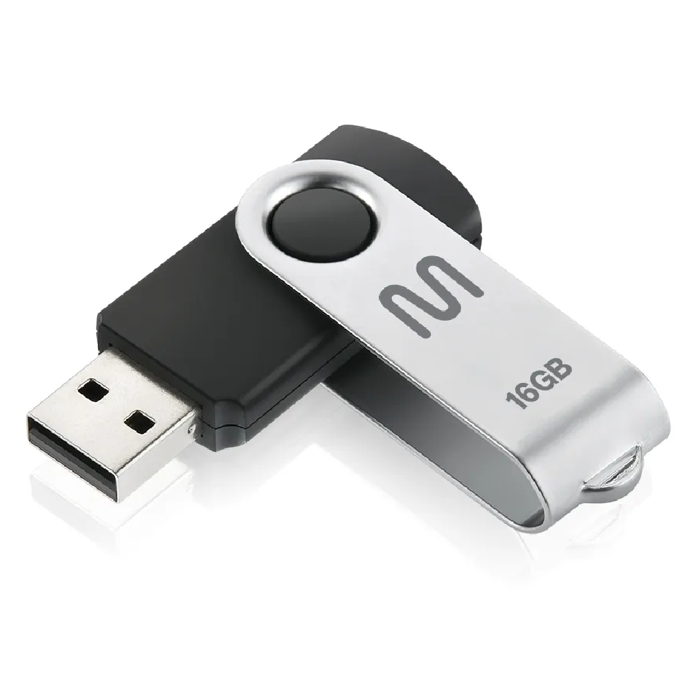 Pen Drive 16GB Multilaser Twist USB 2.0 - Preto e Prata
