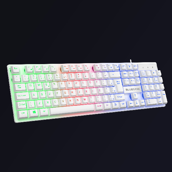 Teclado Bluecase Play 107 teclas LED Rainbow Branco