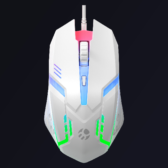 Mouse Bluecase Play LED Rainbow Branco