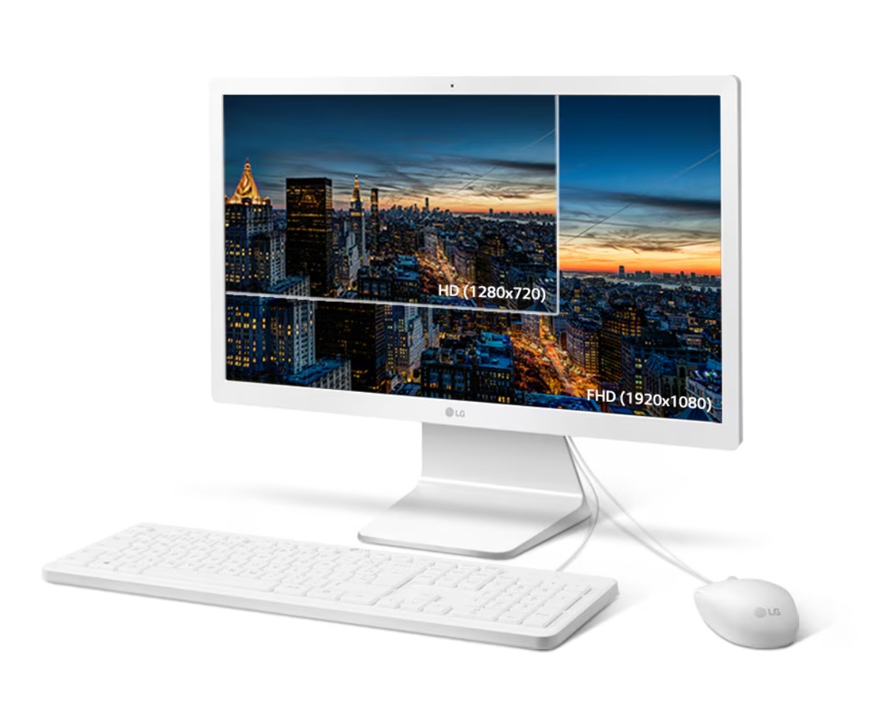 Tela Full HD IPS do LG 22V280 exibindo imagens detalhadas