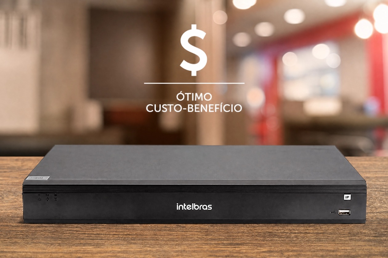 Gravador Intelbras NVD 1532 ? Vista frontal com display e controles
