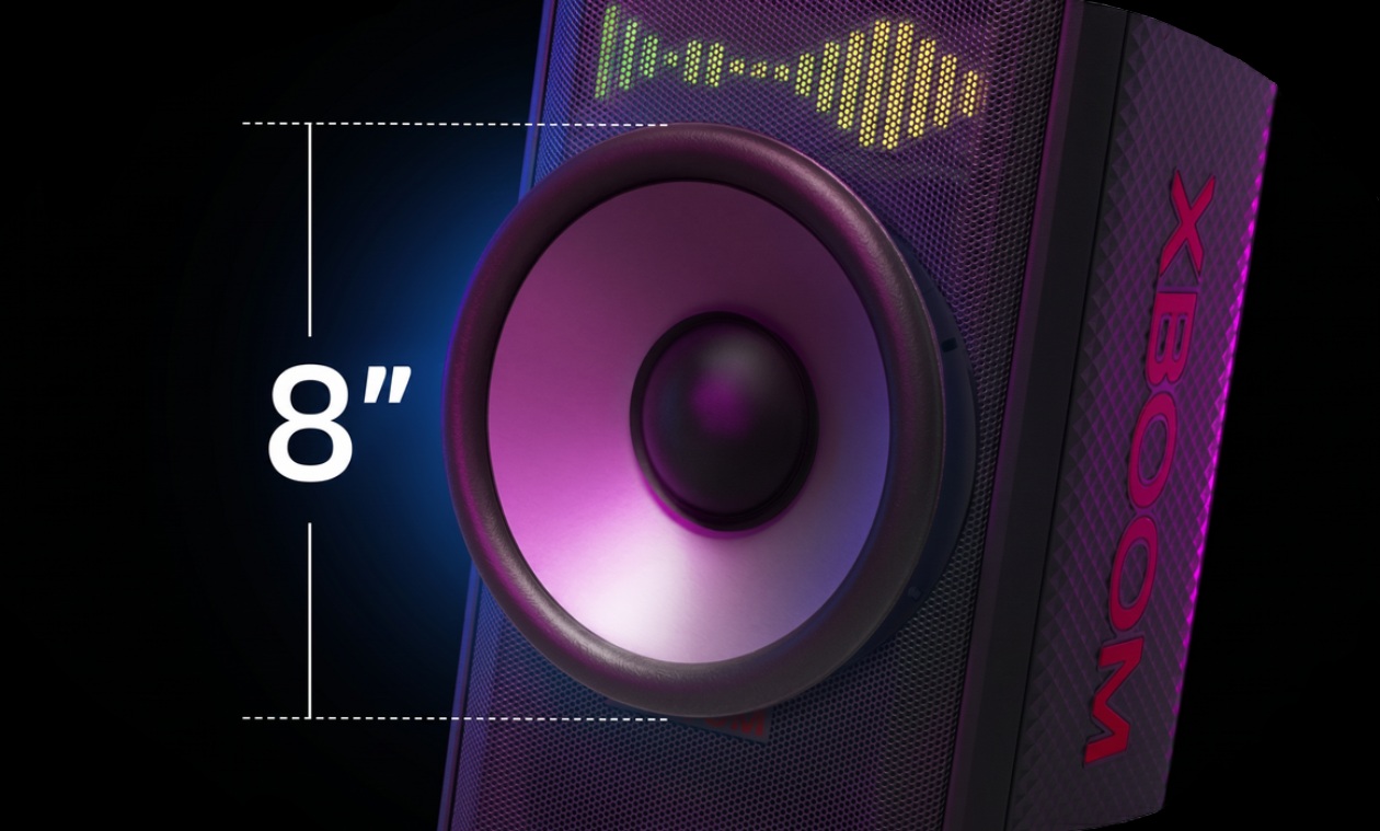 LG XBOOM XL7T - Uso externo em ambiente de festa com pessoas ao redor
