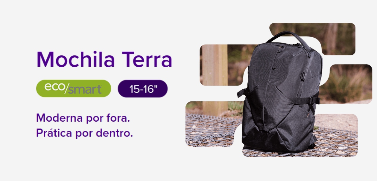 Mochila Targus Terra EcoSmart TBB649DI - Vista frontal completa com design profissional preto