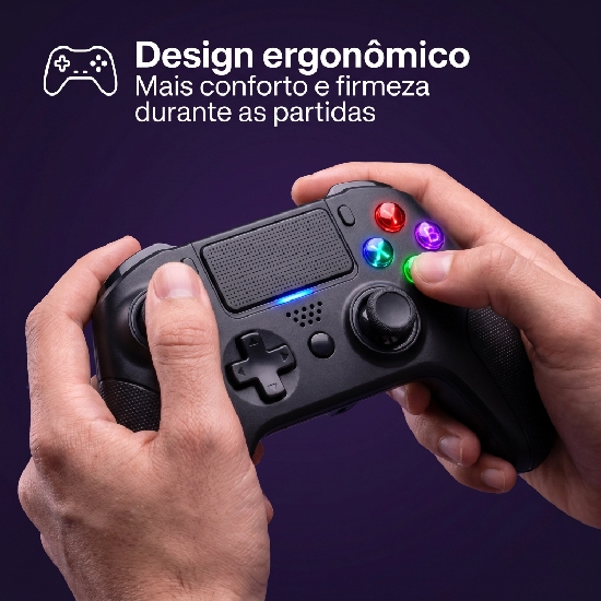 Controle Wireless Warrior Mine Pro JS0093 vista frontal com iluminação