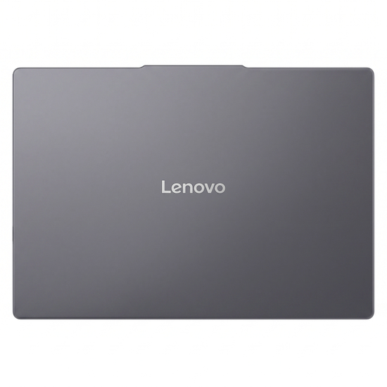 Tampa fechada do Lenovo IdeaPad Slim 3 Luna Grey com logo Lenovo em branco centralizado