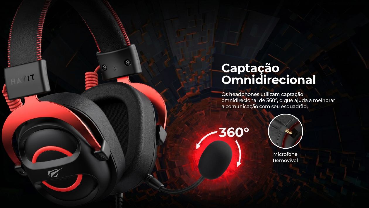 Conector P2 3,5mm do headset Havit H2000E compativel com PC PS4 Xbox e dispositivos moveis