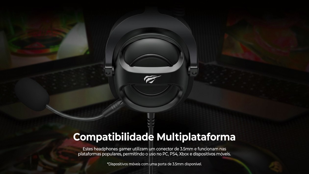 Detalhe dos carris reforcados em aco do headset Havit H2000E mostrando durabilidade e construcao robusta