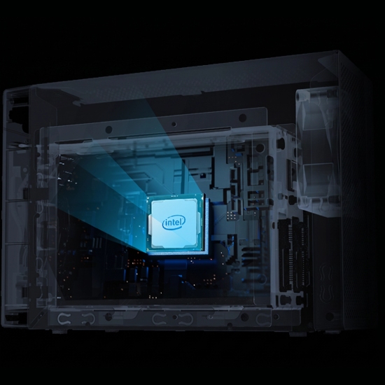 Processador Intel Celeron N5105 Quad-Core do NAS Asustor AS6702T V2 iluminado internamente para virtualizacao e Docker