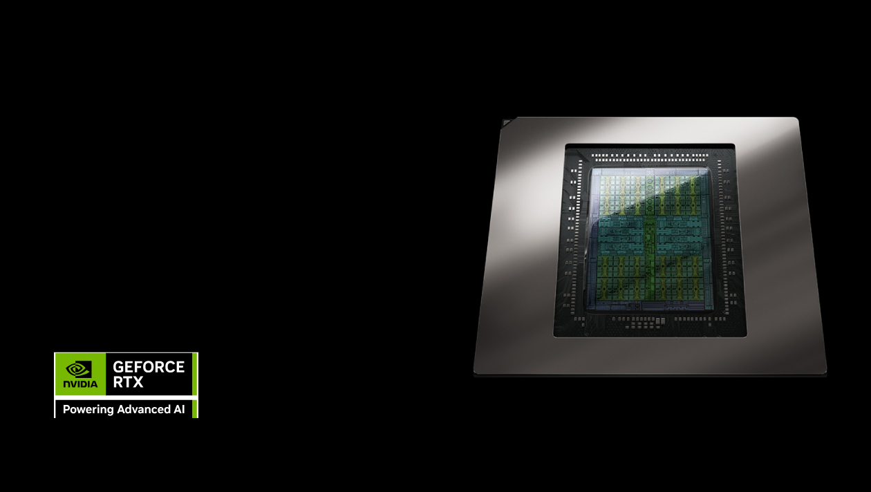 Placa de v&iacute;deo PNY GeForce RTX 5060 em &acirc;ngulo frontal destacando shroud prateado met&aacute;lico e chip gr&aacute;fico central com branding GeForce RTX Powering Advanced AI