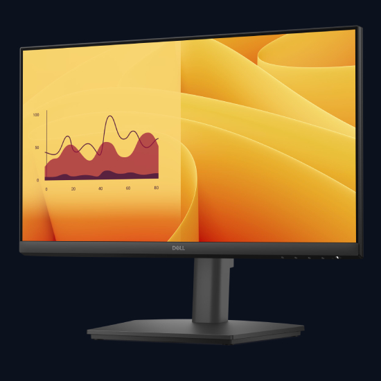 Monitor Dell E2225HSM preto profissional em angulo frontal exibindo gr&aacute;fico colorido no painel VA Full HD 100Hz