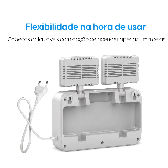 Lumin&aacute;ria de emerg&ecirc;ncia Elgin 48LEM2KL2200 com cabe&ccedil;as articul&aacute;veis que podem iluminar individualmente diferentes dire&ccedil;&otilde;es