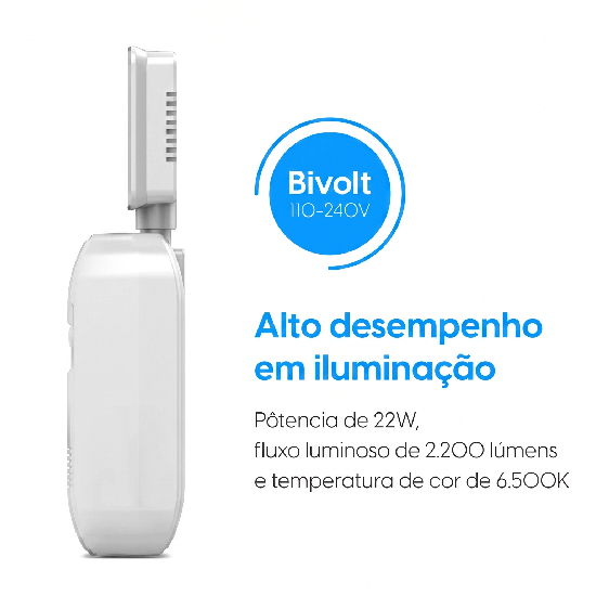 Lumin&aacute;ria de emerg&ecirc;ncia Elgin 48LEM2KL2200 design compacto moderno branco bivolt 110-240V com 22W 2200 lumens 6500K