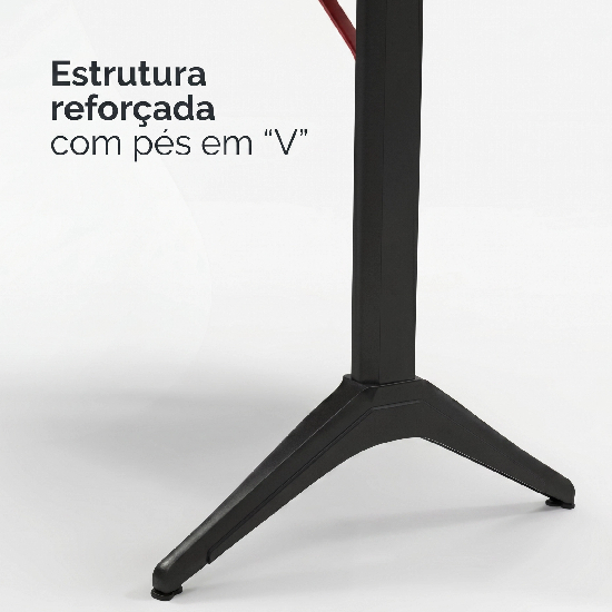 Estrutura refor&ccedil;ada da Mesa Gamer Bright Striker mostrando p&eacute;s em V para estabilidade superior em a&ccedil;o preto