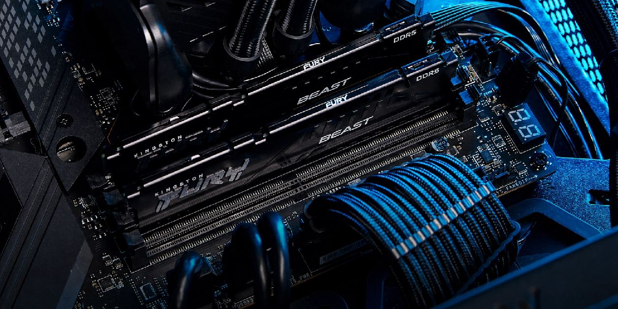 Módulos instalados com iluminação RGB azul