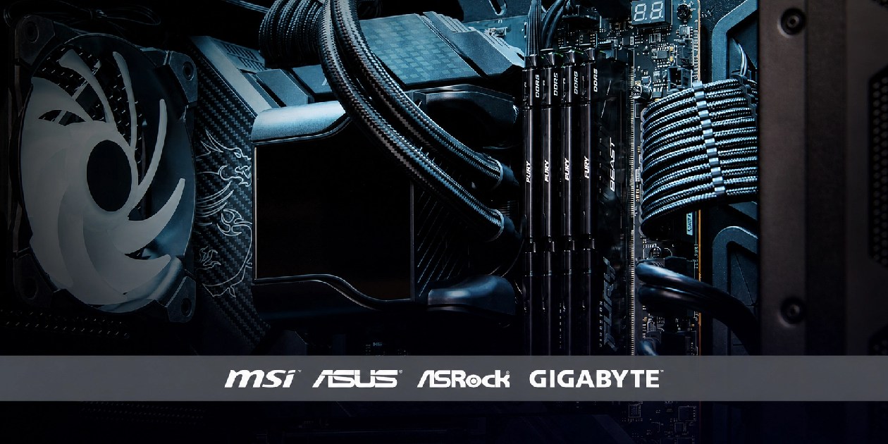 Módulos instalados com logos MSI ASUS ASRock GIGABYTE