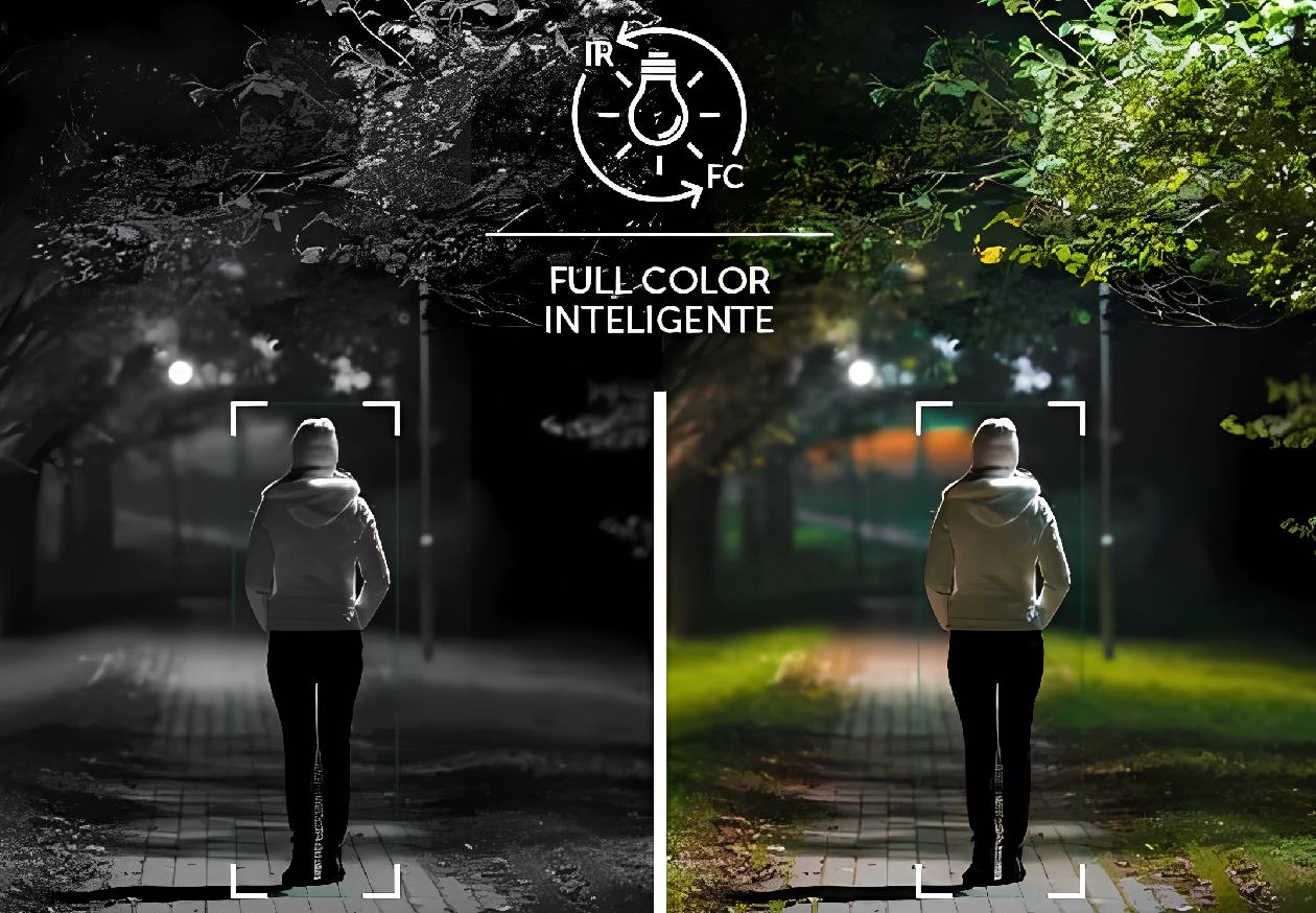 Tecnologia Full Color + IR Inteligente da c&acirc;mera Intelbras VHD 1220 B FC+ para imagem colorida noturna