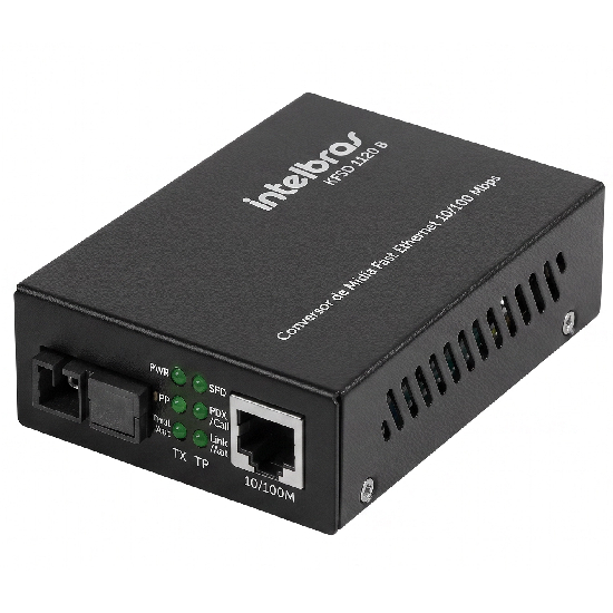 Conversor de mídia Intelbras KFSD 1120 A com tecnologia WDM em fibra única e conector SC UPC