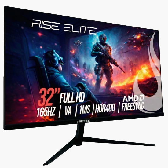 Monitor Rise Mode Elite com tecnologias FreeSync e HDR 400 para gaming imersivo