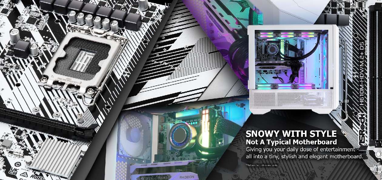Placa-mãe ASRock H610M-HDV/M.2+ D5 com soquete LGA 1700 para processadores Intel de 12ª, 13ª e 14ª geração
